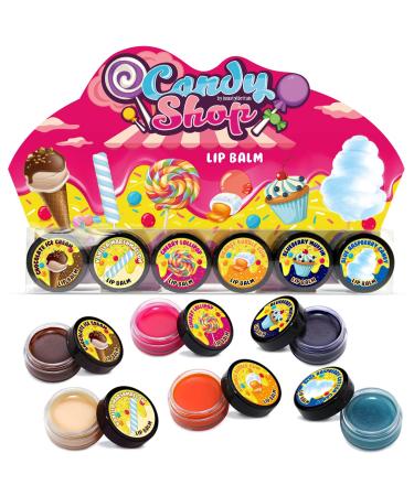 Beauty4Britain Set of 6 Kids Lip Balm Candy Shop Shining Non-Colour Nourishing Scented Favourite Candies Girls Boys Lip Balm Set