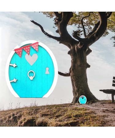 Miniature Fairy Garden Door Miniature Fairy Home Door | Garden Gnomes Outdoor Fariy House Door Wooden Tree Decorations Fairy Garden Accessories Blue - Buy Online on GoSupps.com
