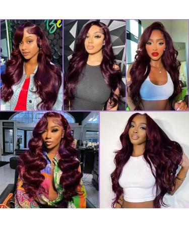 Burgundy Body Wave Lace Front Wig - 18 inch, 150% Density, HD Transparent Lace, Pre Plucked with Baby Hair - Buy Online on GoSupps.com