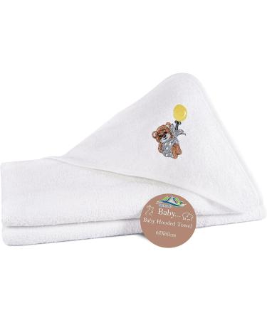 Soft White Panda Embroidered Baby Hooded Towel - 100% Cotton, 75x75 cm - Durable Bath Time Towel for Newborns - Perfect Baby Gift - Buy Online on GoSupps.com