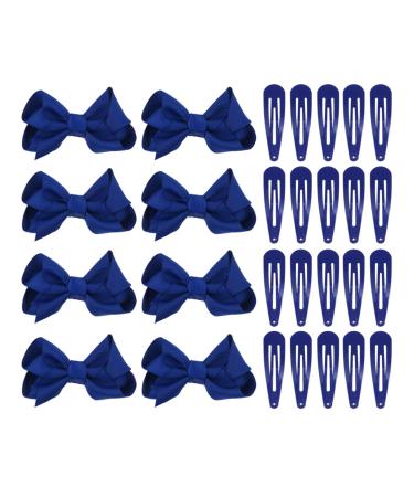 Lurrose Blue Hair Clips Set 12 Hair Bows and 50 Metal Hair Clips Classic Hair Accessories Set for Girls