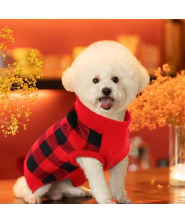 Katzinst Christmas Dog Sweater for Small Dogs | Fleece Styles for French Bulldogs Dachshunds Chihuahuas & Yorkshire Terriers | Red & Black - Buy Online on GoSupps.com
