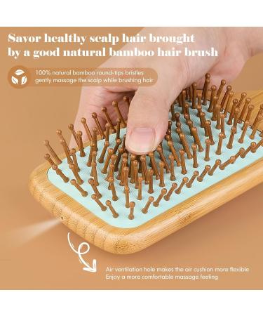 Eco-Friendly Bamboo Paddle Hairbrush for All Hair Types - Green - Buy Online on GoSupps.com