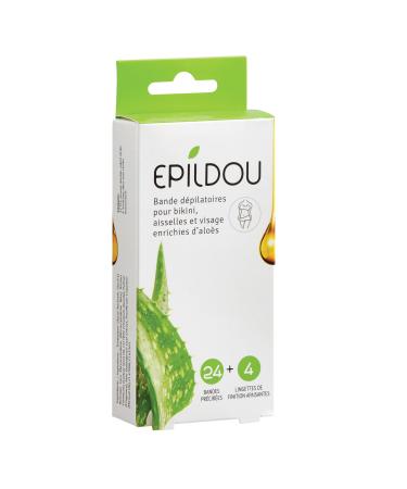 Epildou - Softepil bandes d pilatoires pour bikini aisselles et visage enrichies d'alo s avec 4 lingettes de finition apaisantes fabriqu en Espagne