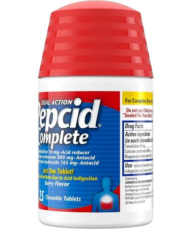Pepcid Complete Chewables | Acid Reducer + Antacid Chews for Heartburn | Berry Flavor | 25 Ct - Buy Online on GoSupps.com