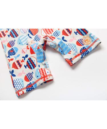 BONVERANO Baby Girls Swimsuit UPF 50+ Long-Sleeve Zipper One Piece (3-6 Months, Red/Fish) - Buy Online on GoSupps.com