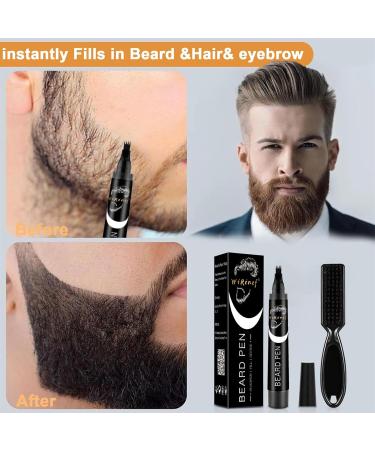 Beard Pen Beard Filler Pencil Men's Beard Filler Pencil Men's Beard Filler with Brush Natural Enhancer for Filling Shaping Hair and Beard Filler Waterproof Long Lasting Natural (Black) - Buy Online on GoSupps.com