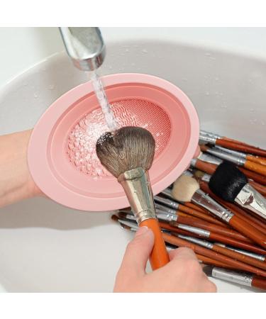 Cosmetic Brushes Scrubber Bowl | Silicone Makeup Brush Cleaner Bowl | Foldable Makeup Brush Cleaning Pad | Makeup Brush Cleaning Mat for Women's Brushes Sponge and Puff (Pink Purple) - Buy Online on GoSupps.com