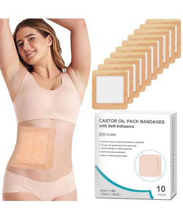 10 pieces of castor oil packs Castor Oil Pack Wrap for liver detoxification very absorbent 8.7 "*7.9" self-adhesive castor oil pack made of organic cotton (oil not included) 10 pieces-skin color - Buy Online on GoSupps.com