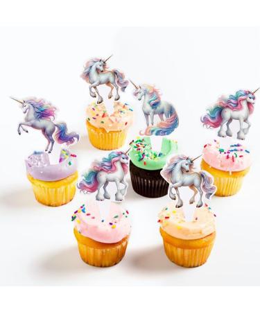 Keaziu 24 Pack Unicorn Horse Cupcake Toppers Colorful Horse Cupcake Picks Baby Shower Wedding Boys Girls Birthday Party Cake Decorations Supplies - Buy Online on GoSupps.com
