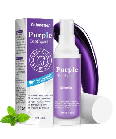 Purple Toothpaste for Teeth Whitening Purple Whitening Toothpaste Gentle on Enamel Toothpaste Whitening 3D Brightening Purple Toothpaste for Sensitive Teeth Tooth Stain Removal Colour Corrector Purple-01
