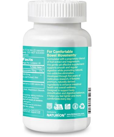 Easylax - Supports Healthy Bowel Movements Digestive Health & Natural Elimination - Gentle and Safe with Magnesium & Kiwi Proprietary Blend - 60 Vegan Capsules 60 Day Supply 60 Count (Pack of 1) - Buy Online on GoSupps.com