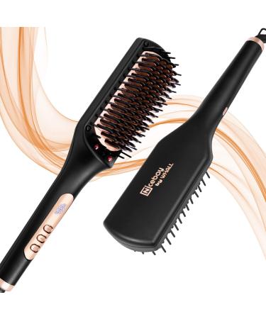 Hair Straightener Brush, Nicebay Ionic Hair Straightener Comb with 6 Temp,Auto-Off & Anti-Scald & Effective Hair Care, Fast Heating Hair Straightening Brush for Women Black&yellow