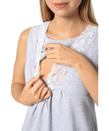 Purpless Maternity Sleeveless V-Neck Lace Detail Nightdress 4141n - Light Gray Melange - Buy Online on GoSupps.com