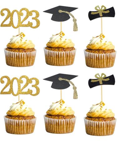 48pcs 2023 Graduation Cupcake Toppers Baking Decoration Exquisite Grad Cap Set Food Appetizer Picks For Graduation Party Graduation Toppers - Buy Online on GoSupps.com