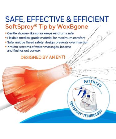 WaxBgone Ear Wax Removal Kit with SoftSpray Irrigation Tips - Safe & Effective Removal for Adults & Kids - Includes Softening Drops & Rigid Wand - Buy Online on GoSupps.com