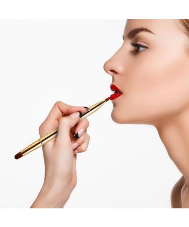 Retractable Dual End Lip Makeup Brush | Portable Lipstick & Concealer Brushes - Gold - Buy Online on GoSupps.com