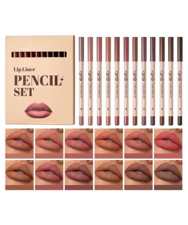 SONGVISON Set of 12 lip pencils with a matte waterproof and long-lasting formula nude and smudge-proof colors (set of 12 units)