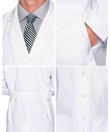 Landau Essentials Men's 5-Pocket Mid-Length Lab Coat - White, Size 48 - Buy Online on GoSupps.com