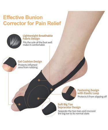 Bunion Corrector for Women and Men - Orthopedic Day/Night Support Splint for Bunions, Hallux Valgus & Crooked Toes (Black) - Buy Online on GoSupps.com