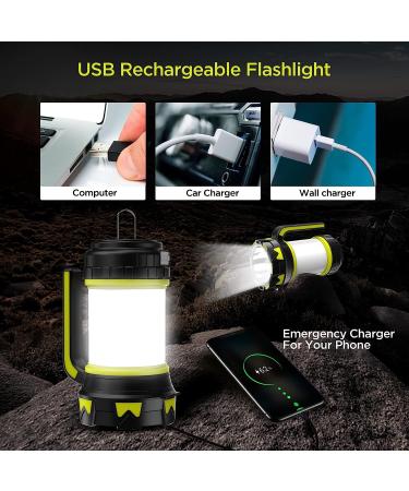 Bochaos Camping Lantern Flashlight Rechargeable, 6 Modes LED Bright Flashlight 3000mAh Power Bank, IPX4 Waterproof, Emergency Flashlight Lantern for Outdoor, Hurricane, USB Cable Included-1 Flashlight Flashlight-1 - Buy Online on GoSupps.com