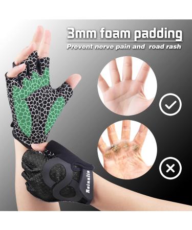 Reinalin Half-Finger Bicycle Gloves for Men & Women | Gel Shock Absorption Breathable & Anti-Slip | Black Fitness Gear - Buy Online on GoSupps.com