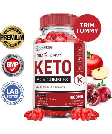 Trim Tummy Keto ACV Gummies - 1000MG Apple Cider Vinegar with Pomegranate & Beet Juice - Vegan Non-GMO - 60 Count for Weight Loss & Energy - Buy Online on GoSupps.com