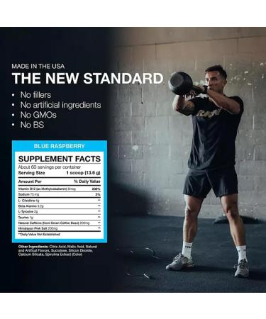 RAW Essential Pre-Workout Powder CBUM Formula | Energy Drink for Men & Women Muscle Pump Focus Stamina Strength Endurance & Performance Booster | Blue Raspberry Flavor 1.85 lbs - Buy Online on GoSupps.com