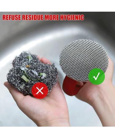 Steel Wool Scrubber 316 Stainless Steel Cast Iron Scrubber with HandleSteel Wool Scrubber Round Chainmail Scrubber Brush to Clean Cookware Frying Pans Bakeware Grills - Buy Online on GoSupps.com