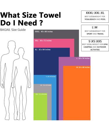 BAGAIL Microfiber Towel: Fast Drying, Super Absorbent, Ultra Compact - Purple XXX-Large (40 x 80 inches) - Perfect for Sports, Travel, Beach, Gym, Swimming, Camping, Backpacking - Buy Online on GoSupps.com