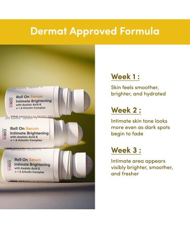 Cos-IQ Intimate Brightening Roll-On Serum | With Azelaic Acid & Alpha + Beta Arbutin Complex | For Dark Underarms Inner Thighs Knees & Bikini Area | Intimate Areas for Women & Men | 40ml - Buy Online on GoSupps.com