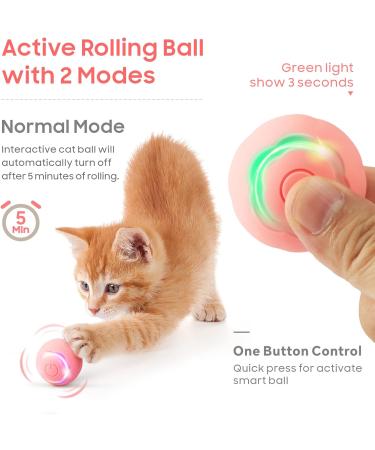 Baytion Interactive Cat Toy Ball with LED Light - USB Rechargeable (Pink) - Buy Online on GoSupps.com