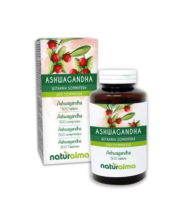 Ashwagandha or Indian Ginseng (Withania somnifera) Naturalma Roots - 150 g - 300 Tablets - Dietary Supplement - Natural and Vegan