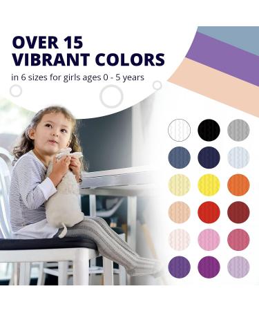 LA Active Baby Girls Cozy Winter Tights 2-3 Years - 2 Pairs, Non Skid Grip Cotton Cable Knit - Golden Cream/Navy Blue - Buy Online on GoSupps.com