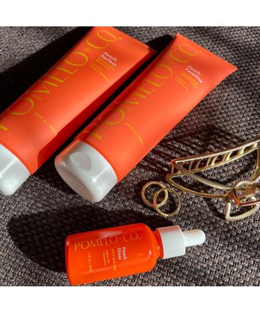 Pom lo+Co. Peach Trio: Moisturizing Vegan Hair Care Set - Shampoo Conditioner & Haarmask for Dry Hair - Buy Online on GoSupps.com