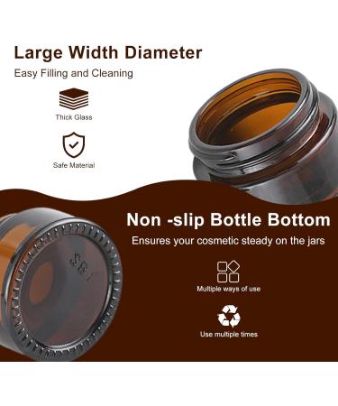 SUQURTOM 10-Pack 20ml Amber Glass Cosmetic Containers - Refillable Bottles for Creams Lotions & Essential Oils - Buy Online on GoSupps.com