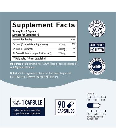 Calcium D-Glucarate 500mg 90 Capsules - Liver Detox & Cleanse, Metabolism, Hormone Balance, Menopause Support | Vegan Certified, Non-GMO, Gluten-Free by SM Nutrition - Buy Online on GoSupps.com