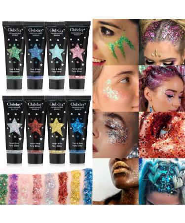 Gl-Turelifes Face Body Glitter Gel Sequins for Eyes Lips Hair Nail Face and Body - Mermaid Flakes Chunky Glitter Festival Accessory 30ml (#06 Red) - Buy Online on GoSupps.com