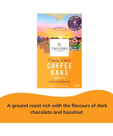 Taylors Coffee Bags bundle contains Hot Lava Java Rich Italian Flying Start 10 Bags each Pack of 3 x 75g Wooden Spoon - Buy Online on GoSupps.com