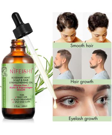 Organic Rosemary Oil for Hair Growth & Scalp Strengthening - 2 Fl Oz (60 ml) - Nourishing Hair Care Treatment - Aromatherapy for Skin & Face - Buy Online on GoSupps.com