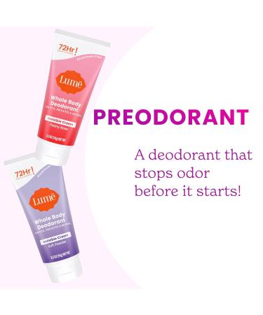 Lume Whole Body Deodorant - Mini Travel Size Invisible Cream Tube - Trial Size - 72 Hour Odor Control - Doctor Developed - Aluminum Free Baking Soda Free - .5oz (2 Pack) (Soft Powder & Peony Rose) - Buy Online on GoSupps.com