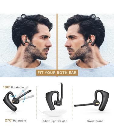 Bluetooth Single-Ear Earpiece | CVC8.0 Noise Cancelling Wireless Headset for iPhone & Android | Hands-Free Earphone for Driving & Business - Black - Buy Online on GoSupps.com