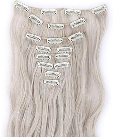 S-noilite 24 Inch Curly Ash Blonde Mix Silver Gray Clip In Hair Extensions - 8pcs Full Head Extension Set in 60 Colours - Sexy Lady Fashion Choice - 17-26 Inches Length - Buy Online on GoSupps.com