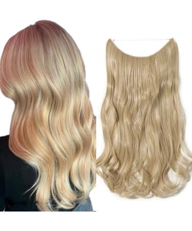 SEGO Hair Extension Curly Wavy Invisible Wire Hair Extension Synthetic Blonde 50cm Blonde