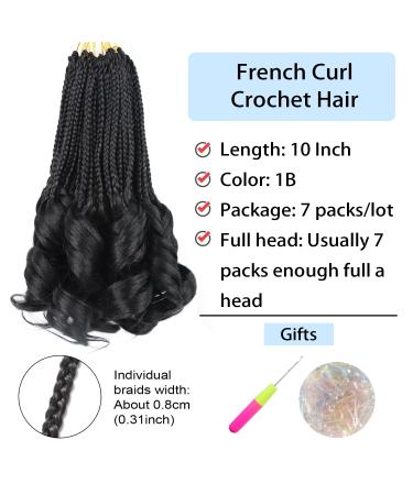 10 Inch French Curly Crochet Hair for Black Women - Goddess Box Braids with Curly Ends | Pre-Looped Kids Crochet Hair - Short Knotless French Curls - Buy Online on GoSupps.com