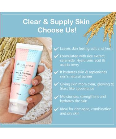 Glam.veda Rice & Ceramide Korean Glass Skin Peel-Off Mask 100g | Flawless Radiant Skin | Paraben-Free | International Shipping - Buy Online on GoSupps.com