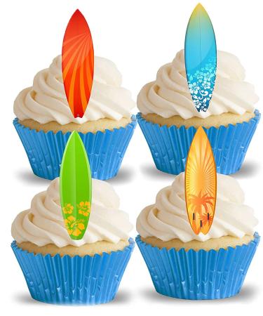 Pre -cut cool Surfbretter II. Essential rice paper for cupcakes cakes desserts sports summer beach vacation party birthday decoration