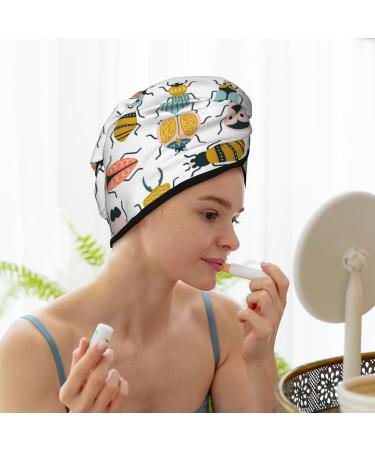 Colorful Insects Microfiber Hair Towel | Soft Super Absorbent Wrap for Women | Quick Dry Coral Velvet Cap for Long Curly Thick Hair - Buy Online on GoSupps.com