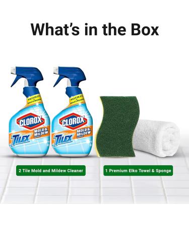 ELKO Heavy Duty Bathroom Cleaner Set: Towel Sponge & 2 Tile Mold Removers - 32oz Bleach Spray - Buy Online on GoSupps.com