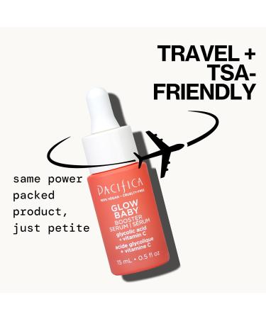 Pacifica Glow Baby Booster Mini Face Serum Vitamin C & Glycolic Acid For Brightening Dull Skin Fragrance-Free Vegan & Cruelty-Free .5 Fl Oz - Buy Online on GoSupps.com
